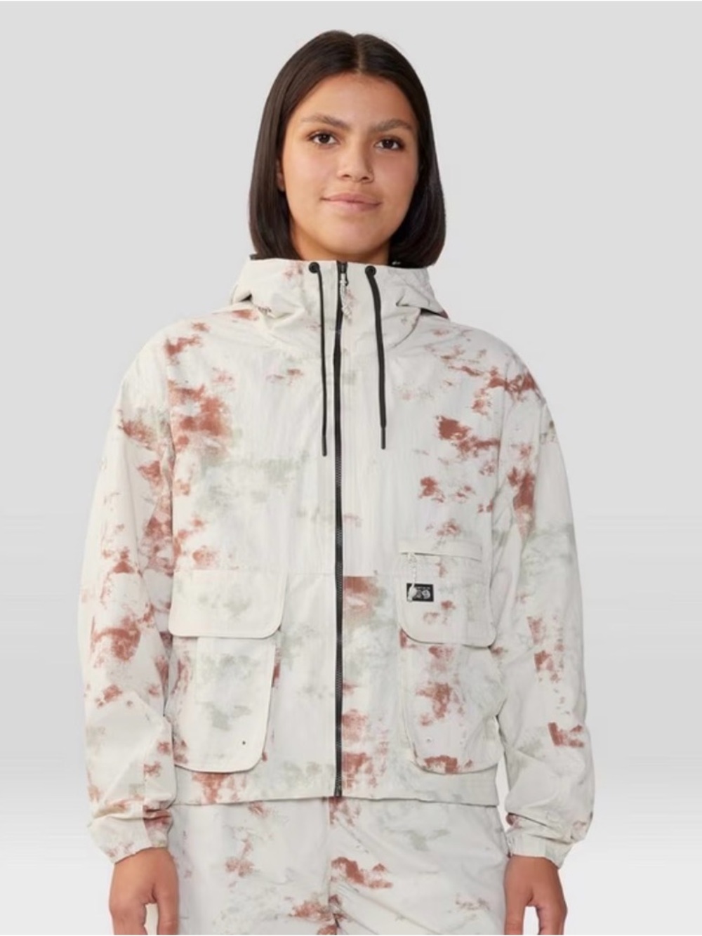 Mountain Hardwear Tie-Dye Hooded Utility Jacket - White, Rust & Sage